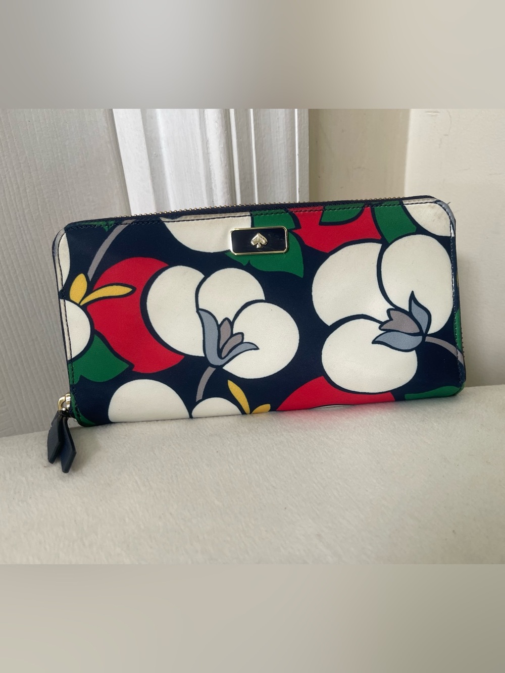 Kate Spade Navy Floral Zip-Around Wallet